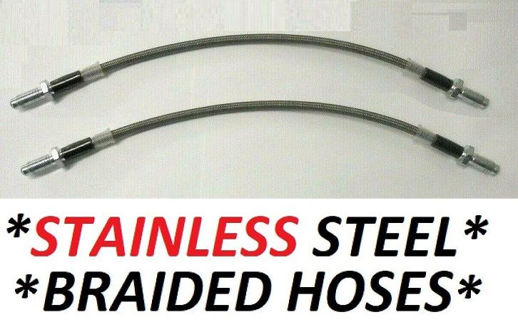 FRONT BRAKE HOSES (*STAINLESS STEEL BRAIDED*) x2 (Ford Anglia 105e)  (1959- 68)